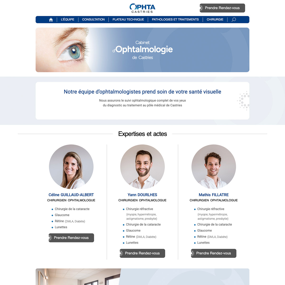 Site internet wordpress du cabinet médical Ophtacastries